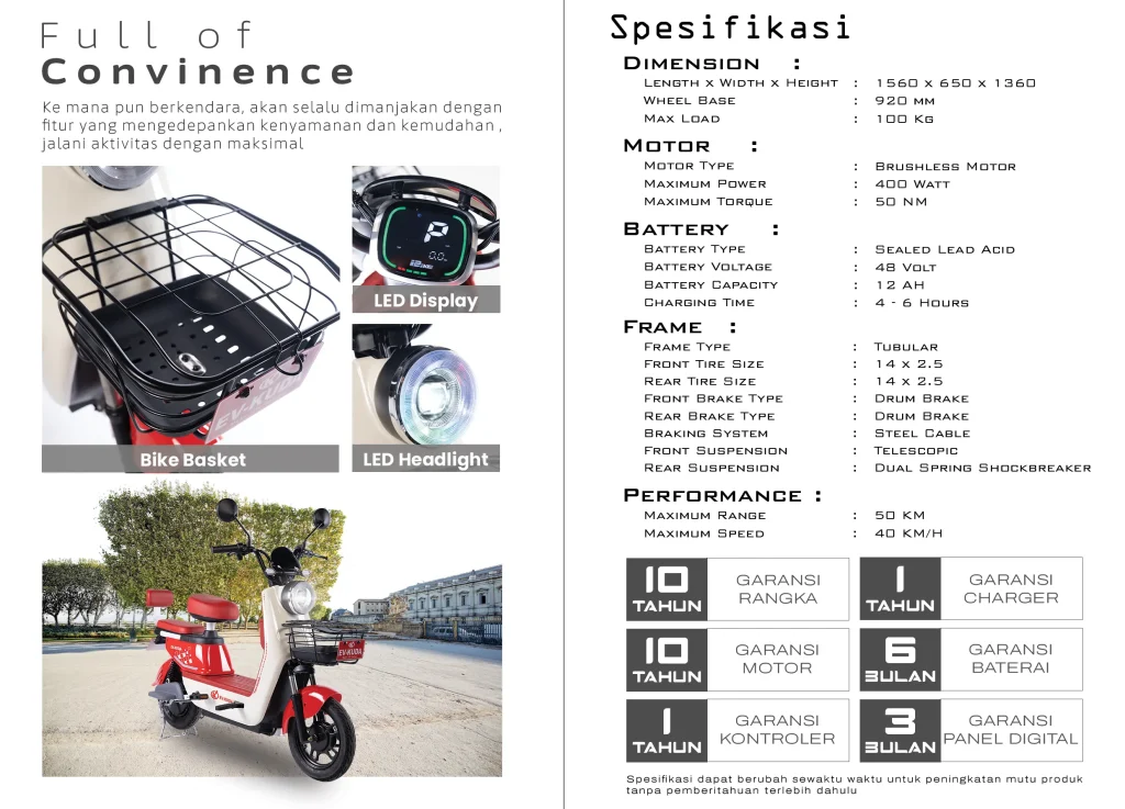 Spesifikasi Sepeda Listrik Pony EV-Kuda